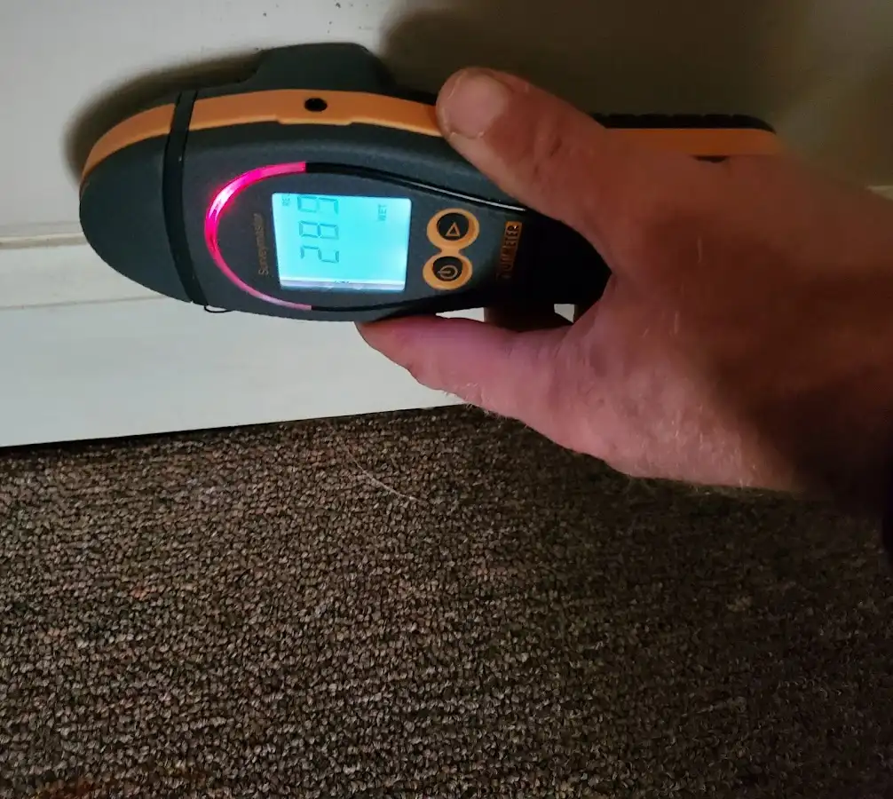 Moisture detection at baseboard during Mold Inspection & Testing in Becker